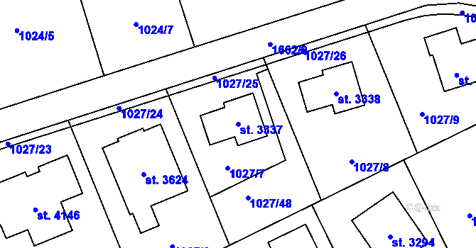 Parcela st. 3337 v KÚ Říčany u Prahy, Katastrální mapa