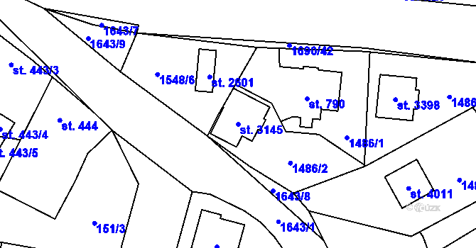 Parcela st. 3145 v KÚ Říčany u Prahy, Katastrální mapa