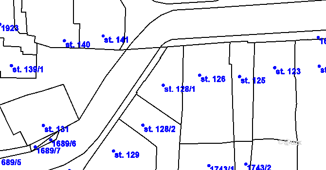 Parcela st. 128/1 v KÚ Říčany u Prahy, Katastrální mapa