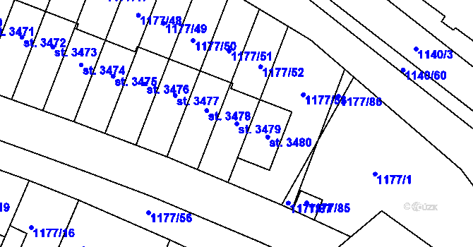 Parcela st. 3479 v KÚ Říčany u Prahy, Katastrální mapa