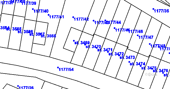 Parcela st. 3470 v KÚ Říčany u Prahy, Katastrální mapa