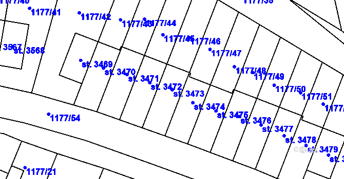 Parcela st. 3473 v KÚ Říčany u Prahy, Katastrální mapa