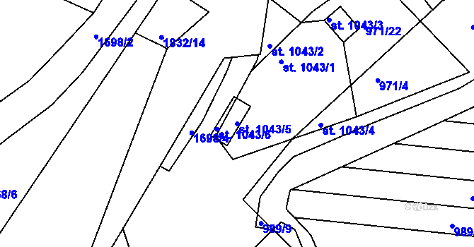 Parcela st. 1043/5 v KÚ Říčany u Prahy, Katastrální mapa