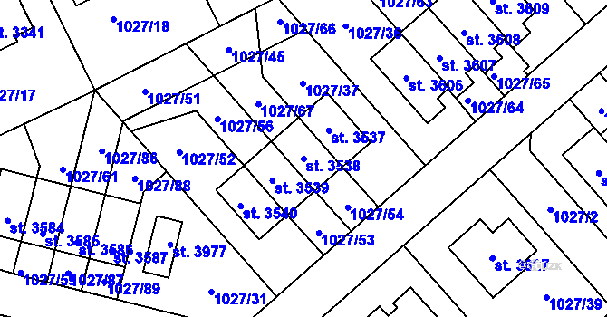 Parcela st. 3538 v KÚ Říčany u Prahy, Katastrální mapa