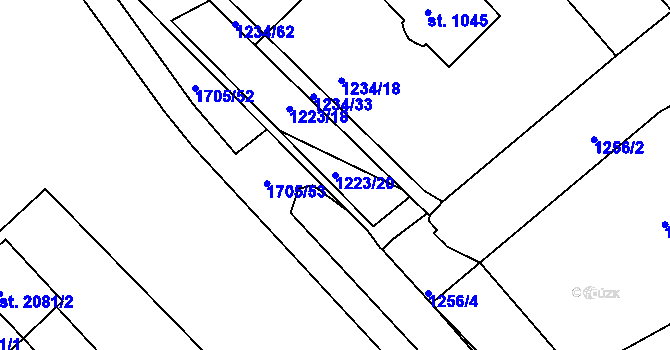 Parcela st. 1223/20 v KÚ Říčany u Prahy, Katastrální mapa