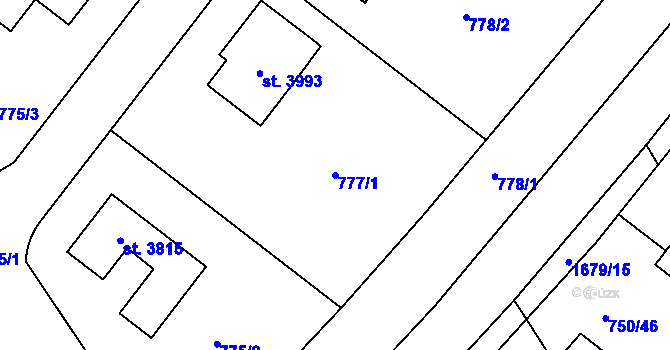 Parcela st. 777/1 v KÚ Říčany u Prahy, Katastrální mapa