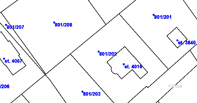 Parcela st. 801/202 v KÚ Říčany u Prahy, Katastrální mapa