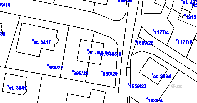 Parcela st. 3403/1 v KÚ Říčany u Prahy, Katastrální mapa