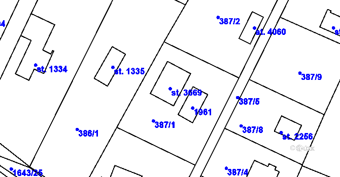 Parcela st. 3669 v KÚ Říčany u Prahy, Katastrální mapa