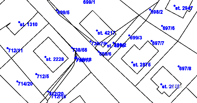 Parcela st. 699/6 v KÚ Říčany u Prahy, Katastrální mapa