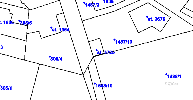 Parcela st. 3725 v KÚ Říčany u Prahy, Katastrální mapa