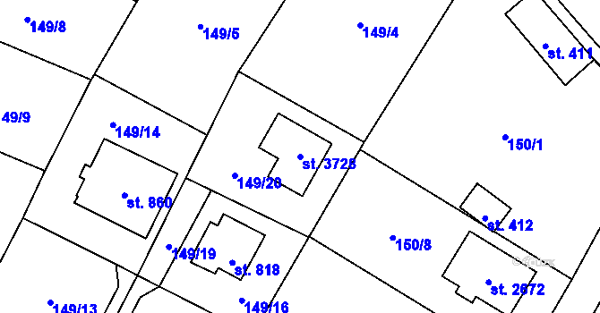 Parcela st. 3728 v KÚ Říčany u Prahy, Katastrální mapa