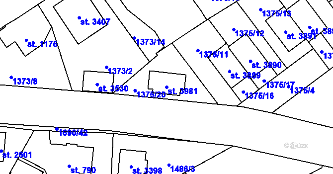 Parcela st. 3981 v KÚ Říčany u Prahy, Katastrální mapa