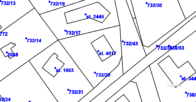 Parcela st. 4017 v KÚ Říčany u Prahy, Katastrální mapa