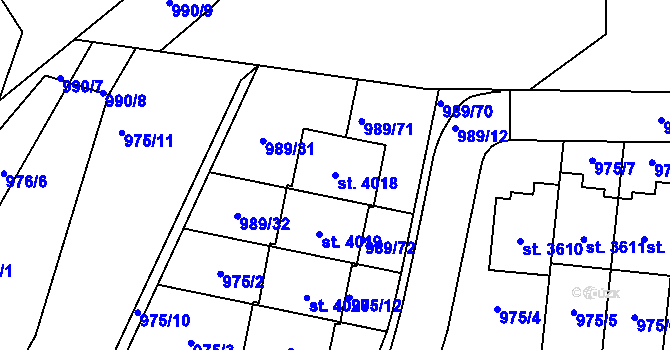 Parcela st. 4018 v KÚ Říčany u Prahy, Katastrální mapa