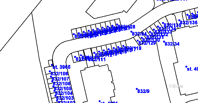 Parcela st. 832/113 v KÚ Říčany u Prahy, Katastrální mapa