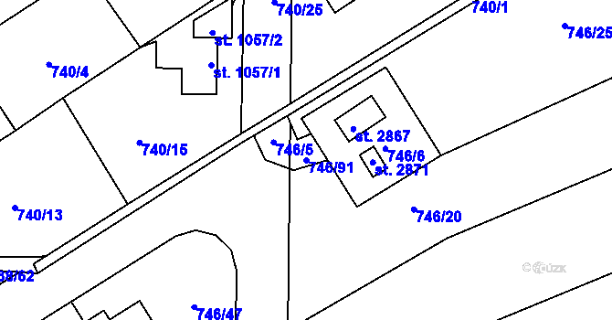 Parcela st. 746/91 v KÚ Říčany u Prahy, Katastrální mapa