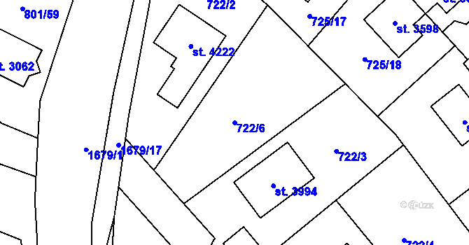 Parcela st. 722/6 v KÚ Říčany u Prahy, Katastrální mapa
