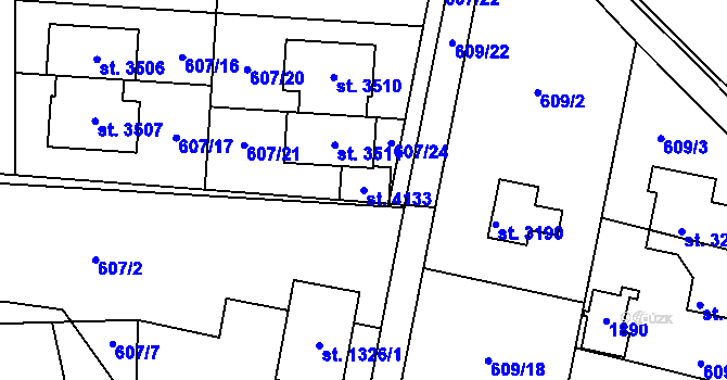 Parcela st. 4133 v KÚ Říčany u Prahy, Katastrální mapa