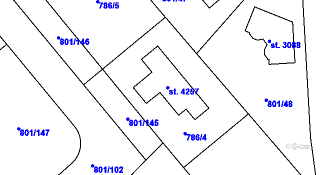 Parcela st. 4257 v KÚ Říčany u Prahy, Katastrální mapa