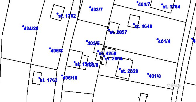 Parcela st. 4258 v KÚ Říčany u Prahy, Katastrální mapa