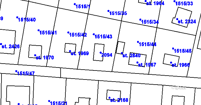 Parcela st. 2094 v KÚ Říčany u Prahy, Katastrální mapa