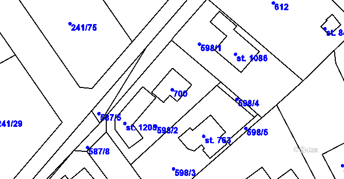 Parcela st. 700 v KÚ Říčany-Radošovice, Katastrální mapa