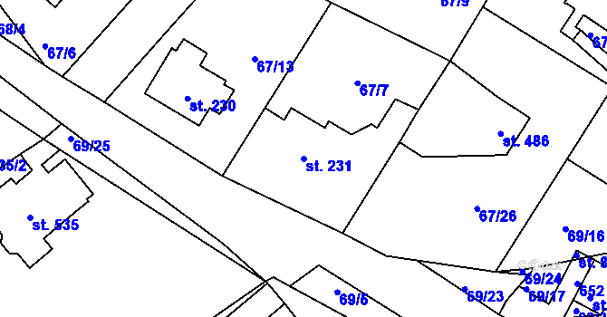 Parcela st. 231 v KÚ Říčany-Radošovice, Katastrální mapa