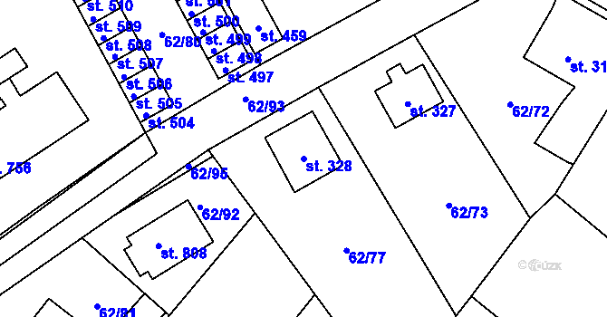 Parcela st. 328 v KÚ Říčany-Radošovice, Katastrální mapa