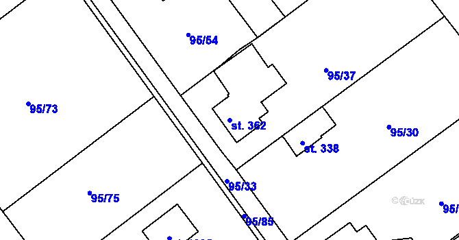 Parcela st. 362 v KÚ Říčany-Radošovice, Katastrální mapa