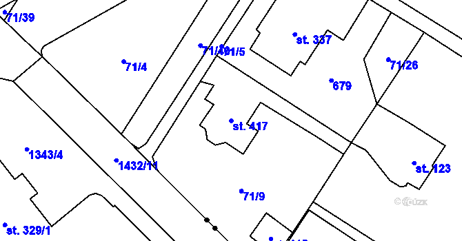 Parcela st. 417 v KÚ Říčany-Radošovice, Katastrální mapa