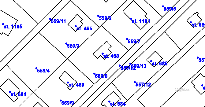 Parcela st. 468 v KÚ Říčany-Radošovice, Katastrální mapa