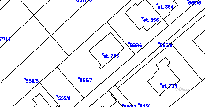 Parcela st. 775 v KÚ Říčany-Radošovice, Katastrální mapa