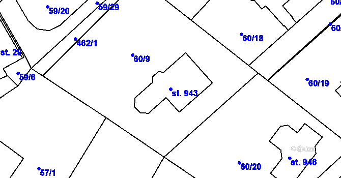 Parcela st. 943 v KÚ Říčany-Radošovice, Katastrální mapa