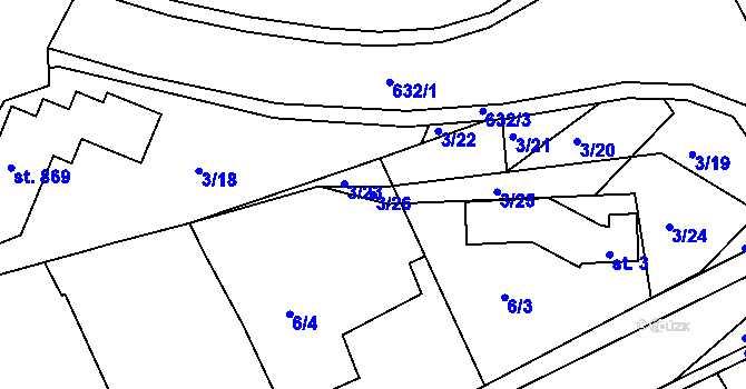 Parcela st. 3/26 v KÚ Říčany-Radošovice, Katastrální mapa