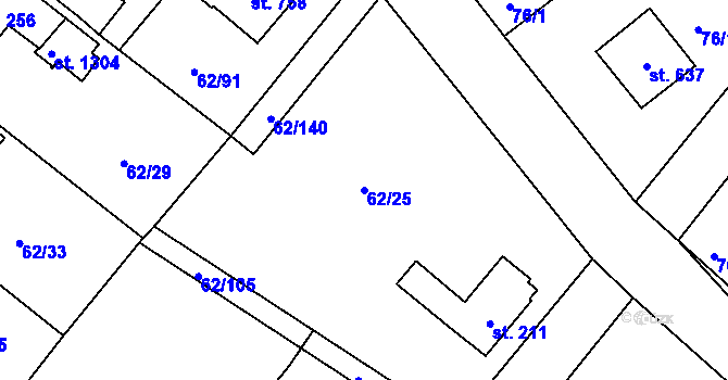 Parcela st. 62/25 v KÚ Říčany-Radošovice, Katastrální mapa