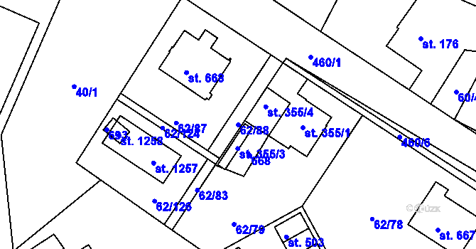 Parcela st. 62/88 v KÚ Říčany-Radošovice, Katastrální mapa