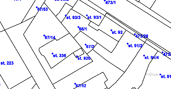 Parcela st. 67/2 v KÚ Říčany-Radošovice, Katastrální mapa