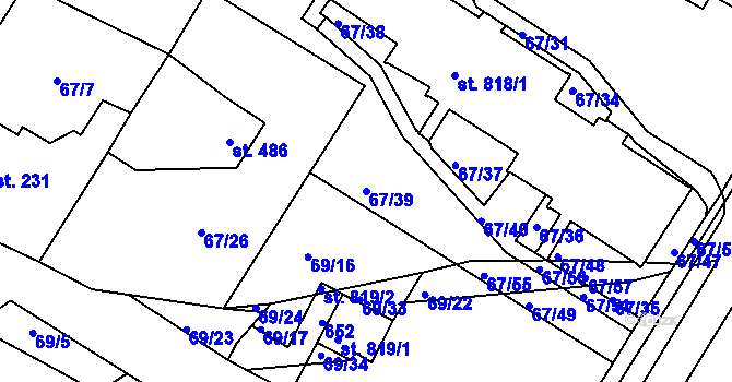 Parcela st. 67/39 v KÚ Říčany-Radošovice, Katastrální mapa