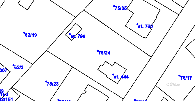 Parcela st. 75/24 v KÚ Říčany-Radošovice, Katastrální mapa