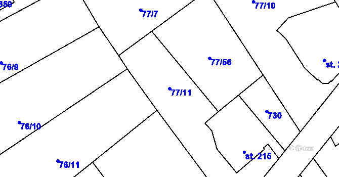 Parcela st. 77/11 v KÚ Říčany-Radošovice, Katastrální mapa