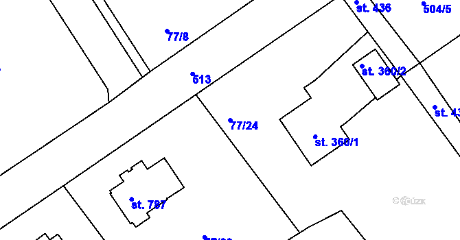 Parcela st. 77/24 v KÚ Říčany-Radošovice, Katastrální mapa