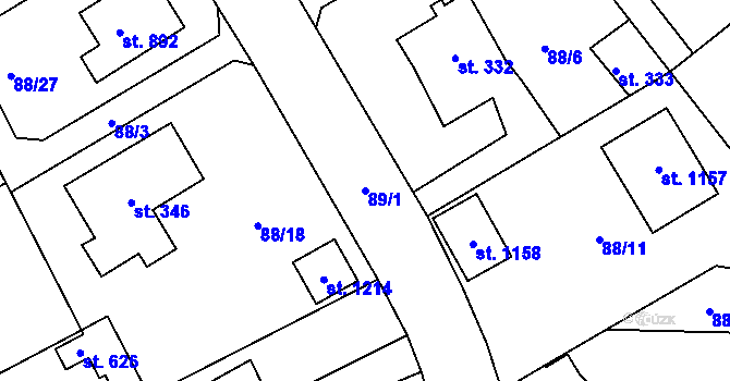 Parcela st. 89/1 v KÚ Říčany-Radošovice, Katastrální mapa