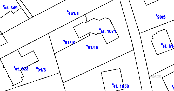 Parcela st. 91/15 v KÚ Říčany-Radošovice, Katastrální mapa