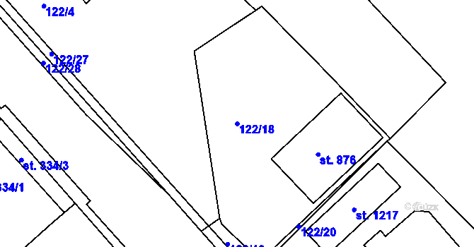 Parcela st. 122/18 v KÚ Říčany-Radošovice, Katastrální mapa