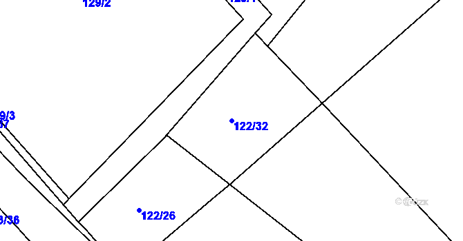 Parcela st. 122/32 v KÚ Říčany-Radošovice, Katastrální mapa
