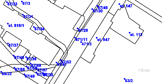 Parcela st. 471/3 v KÚ Říčany-Radošovice, Katastrální mapa