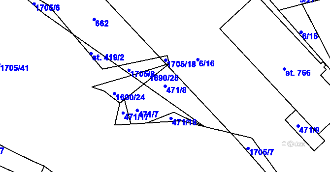Parcela st. 471/8 v KÚ Říčany-Radošovice, Katastrální mapa