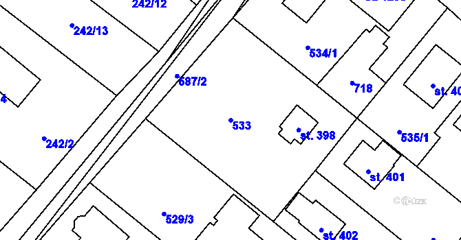Parcela st. 533 v KÚ Říčany-Radošovice, Katastrální mapa