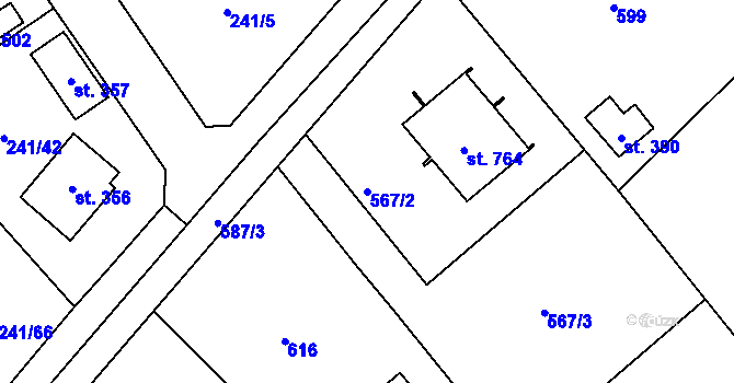Parcela st. 567/2 v KÚ Říčany-Radošovice, Katastrální mapa